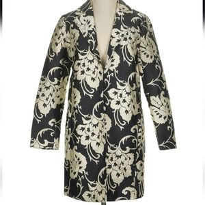 Chico's Brocade Black and Cream Floral Women's Coat